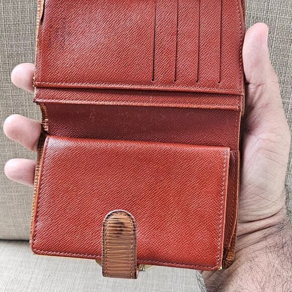 Auth Louis Vuitton Card Holder Yellow Leather Bifold Wallet Purse Made in France - Picture 3 of 13